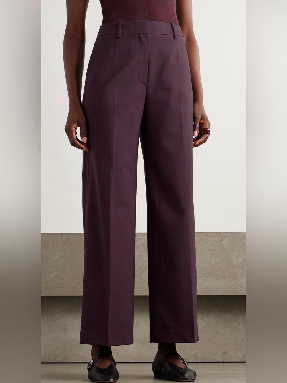 Theory Wide-Leg Trousers in Deep Plum